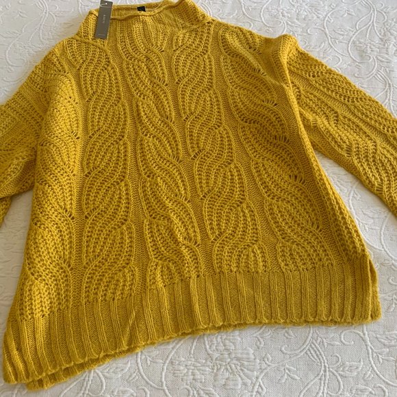 NWT J. Crew Pointelle Cable Knit Sweater, sz L - Picture 6 of 6